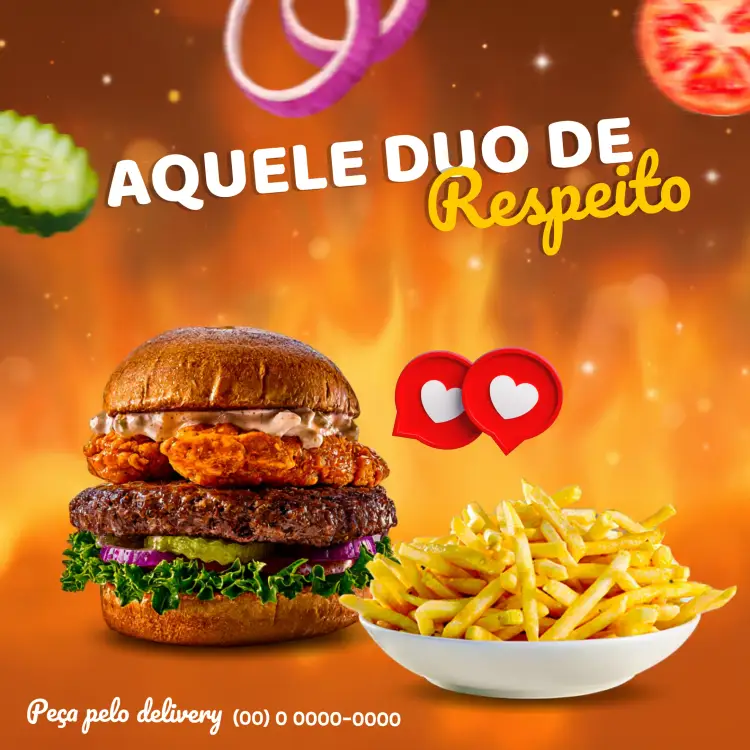 Convite Post Para Hamburgueria Amarelo