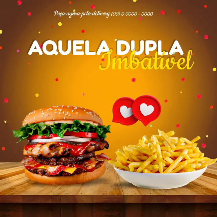 Convite Post Para Hamburgueria Coração