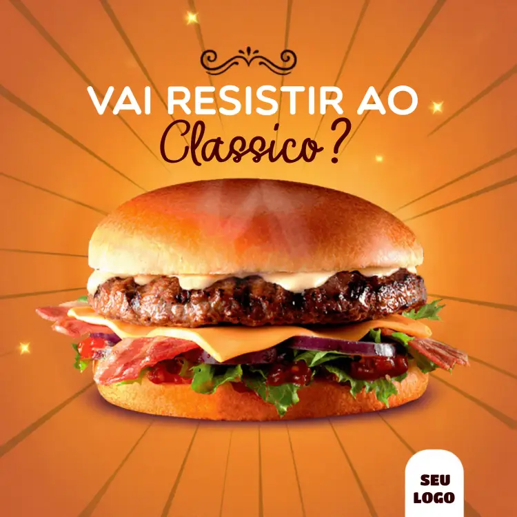 Convite Post Para Lanchonete Laranja