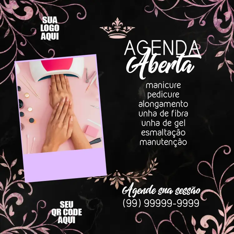 Convite Post Para Manicure E Pedicure Preto