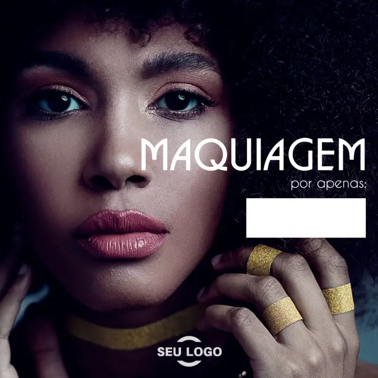Convite Post Para Maquiadora Mulher – tema Mais pesquisados elegante, moderno, dourado, minimalista, sofisticado, feminino