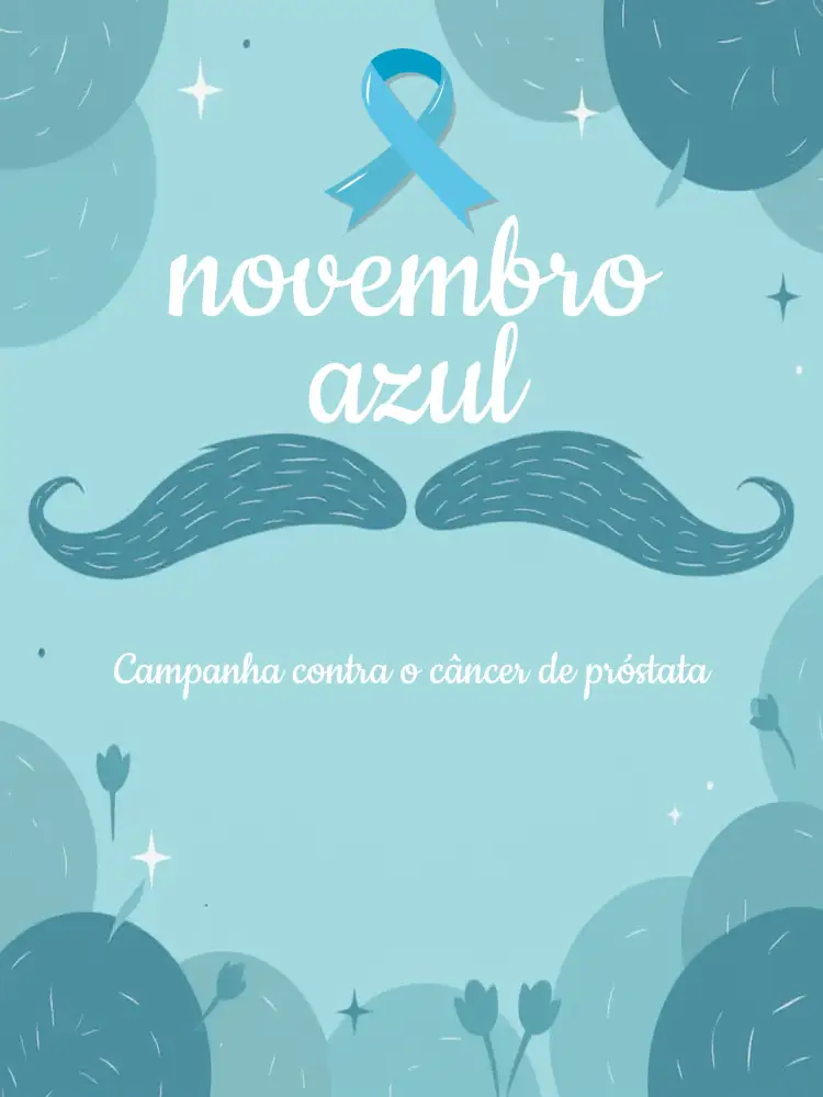 Convite Post Para Novembro Azul Homem – tema Mais pesquisados azul, moderno, minimalista, gráfico, informativo, clean