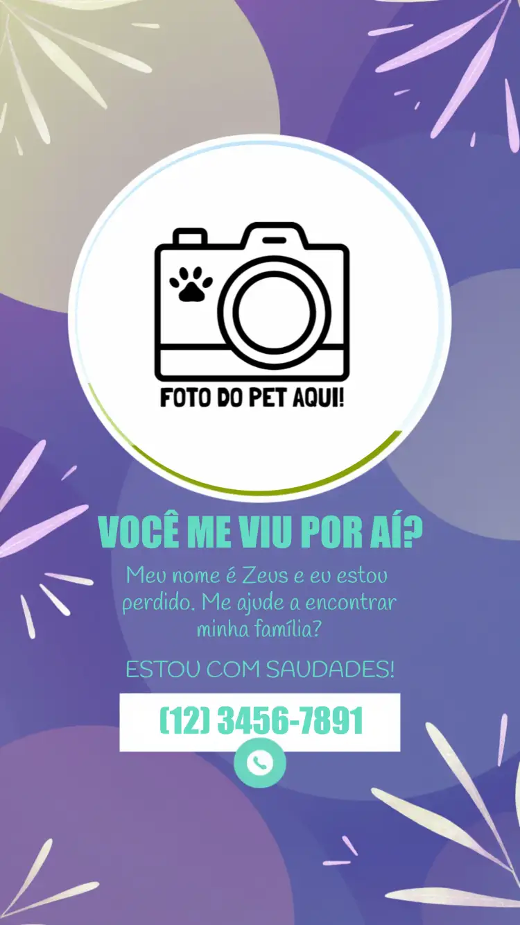 Convite Post Procura-se Pet Desaparecido Com Foto Verde – tema Mais pesquisados verde, animais de estimação, esperança, modernidade, ilustrações divertidas, comunicação positiva