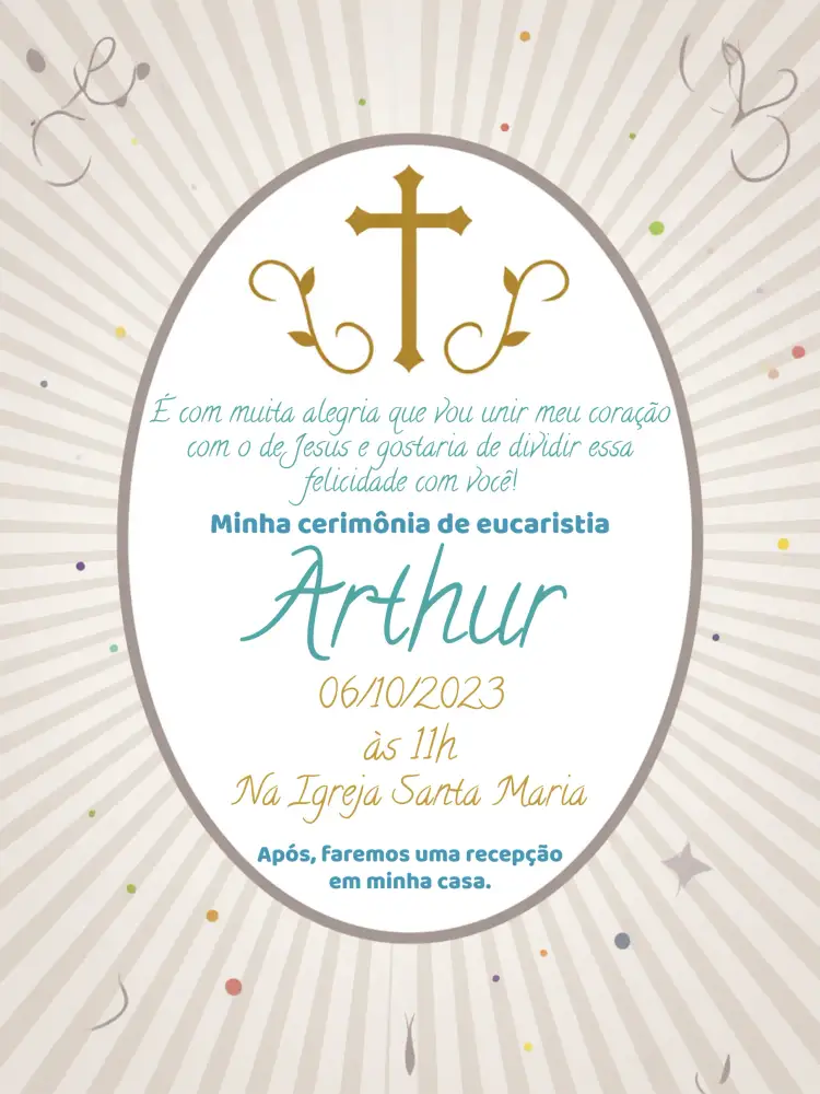Convite Primeira Comunhão Branco – tema Primeira Comunhão branco, elegante, minimalista, clássico, religioso, sutil