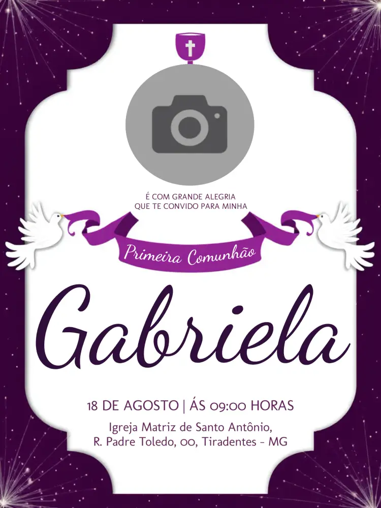 Convite Primeira Comunhão Com Foto Anjo