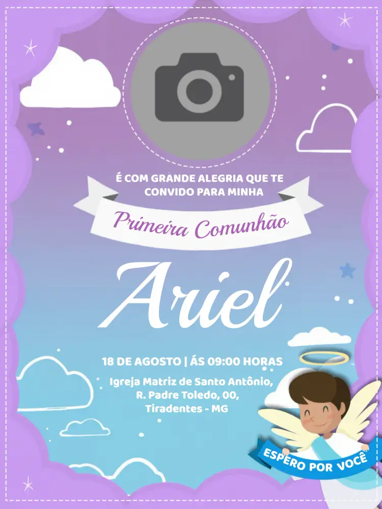 Convite Primeira Comunhão Com Foto Igreja