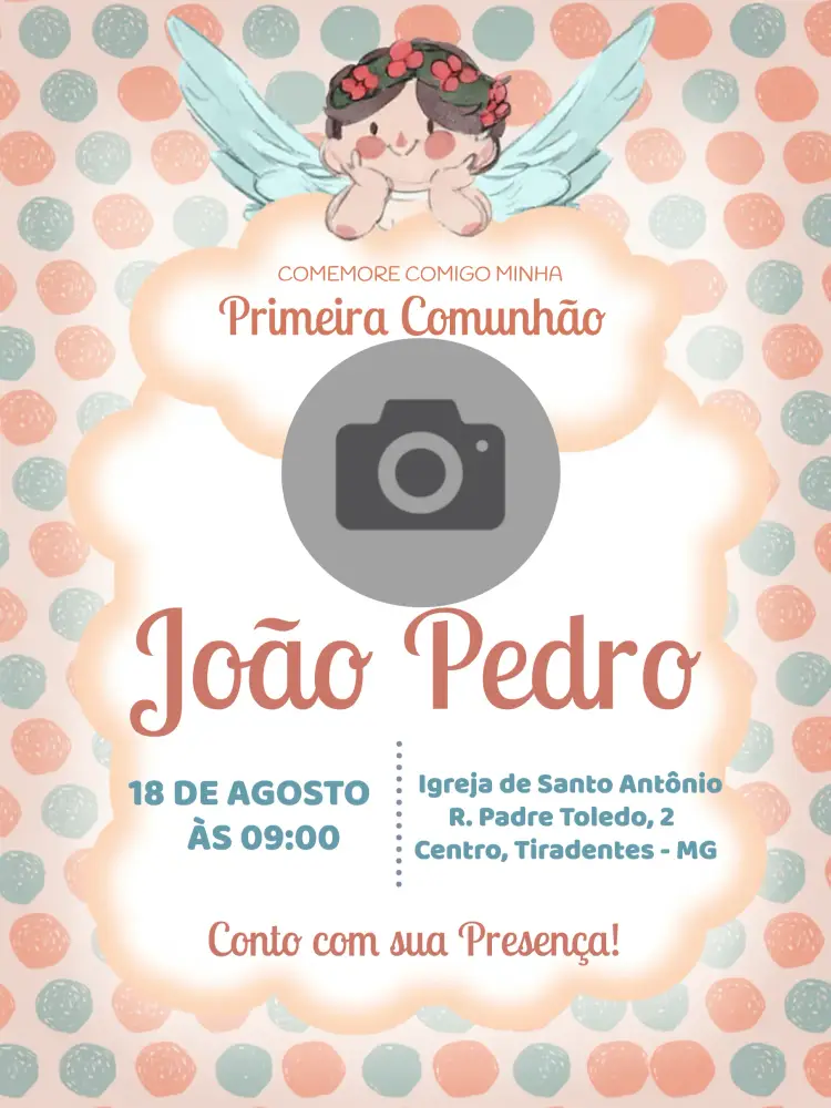 Convite Primeira Comunhão Com Foto Menina