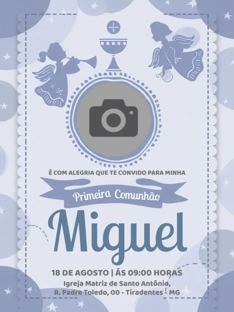 Convite Primeira Comunhão Com Foto Menino
