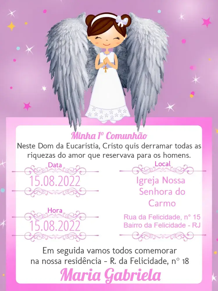 Convite Primeira Eucaristia Branco