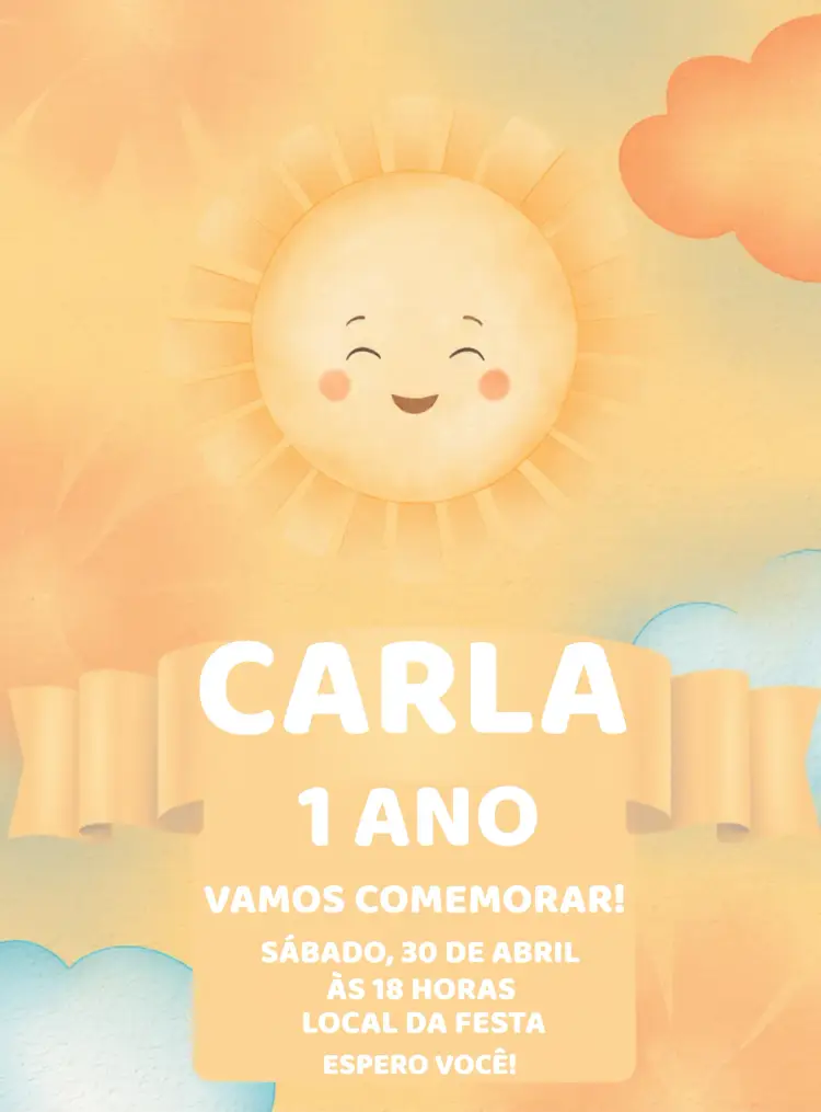 Convite Primeira Volta Ao Sol Raio