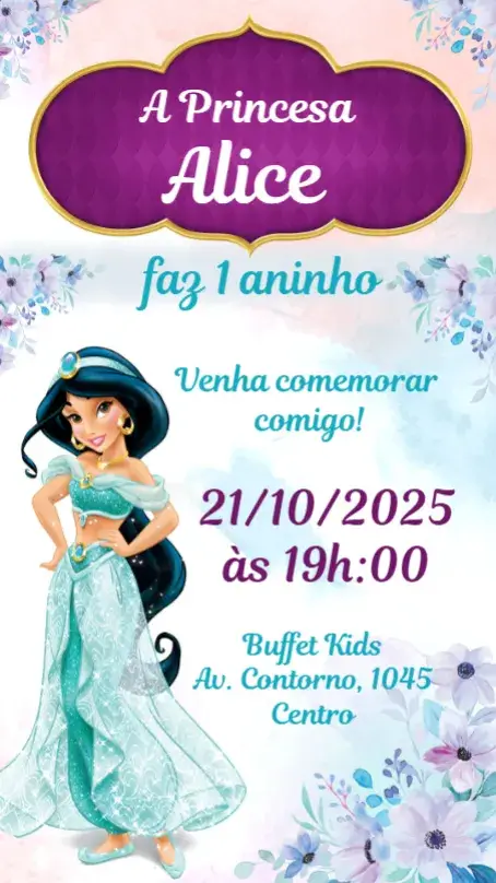 Convite Princesa Jasmine