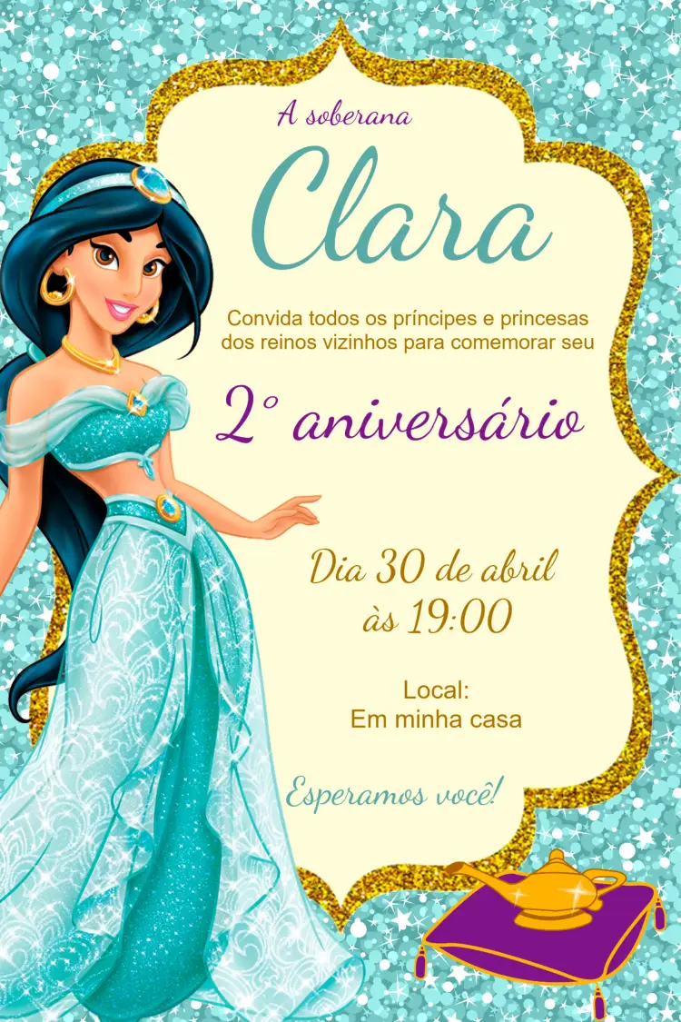 Convite Princesa Jasmine