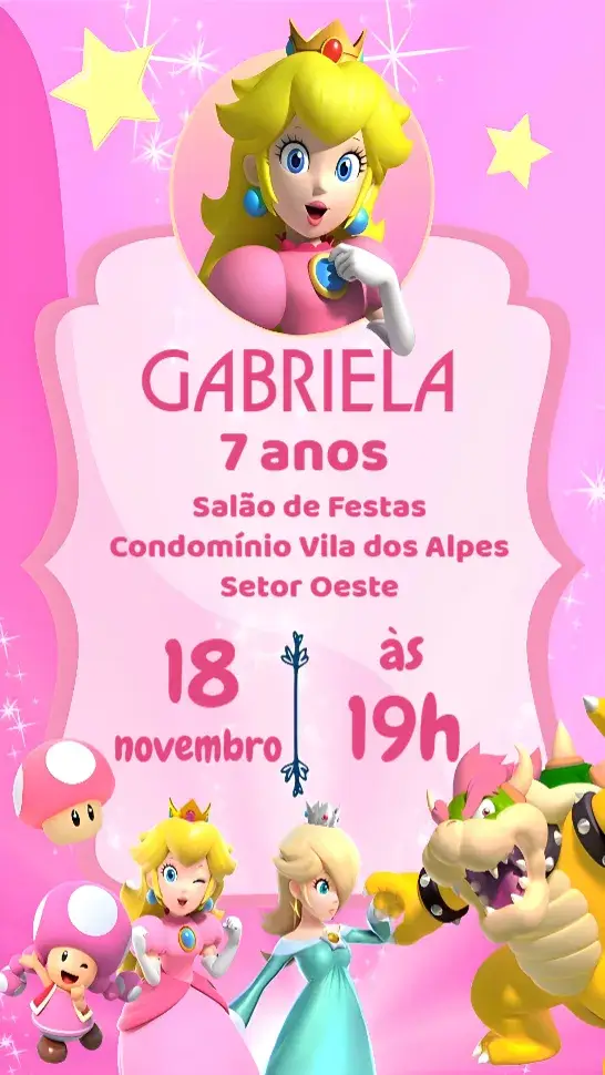 Convite Princesa Peach