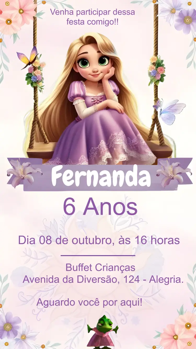 Convite Princesa Rapunzel Princesas