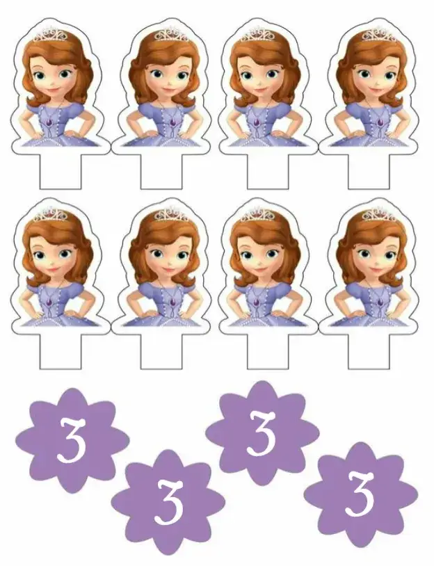 Convite Princesa Sofia – tema Topo de bolo cores pastel, estilo encantado, elementos de conto de fadas, ilustrações infantis, detalhes brilhantes