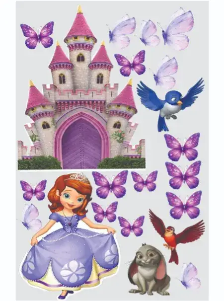 Invitation Princess Sofia – Cake topper theme pink, golden, magical, childish, princess