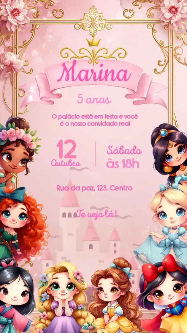 Convite Princesas da Disney