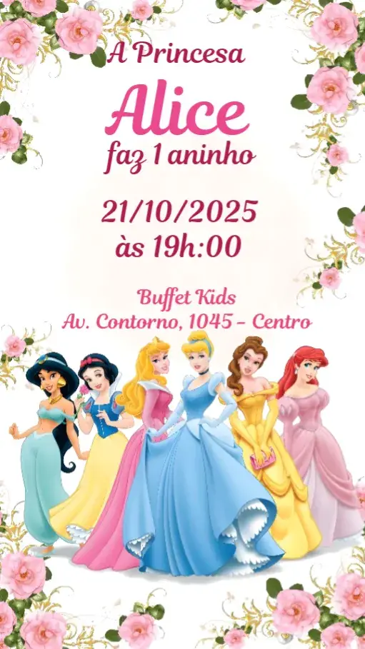 Convite Princesas Disney
