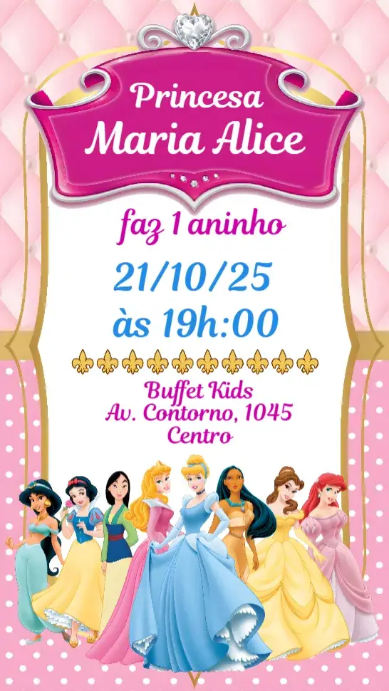 Convite Princesas Disney
