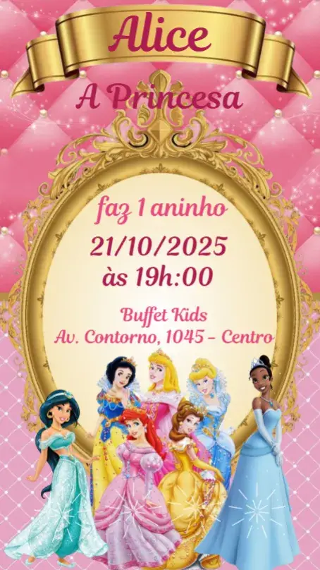 Convite Princesas Disney