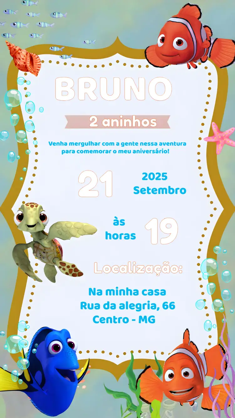 Convite Procurando O Nemo Menino