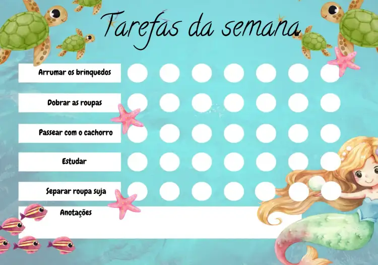 Quadro De Atividades - Sereias Incentivo