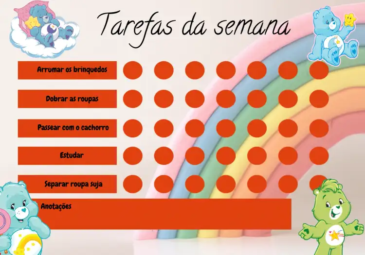 Quadro De Atividades - Ursinhos Carinhosos Semana