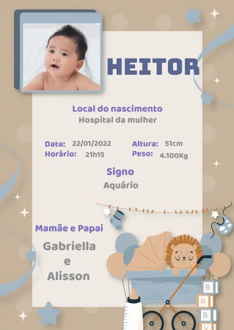 Quadro Nascimento Carrinho De Bebê Com Foto Balões