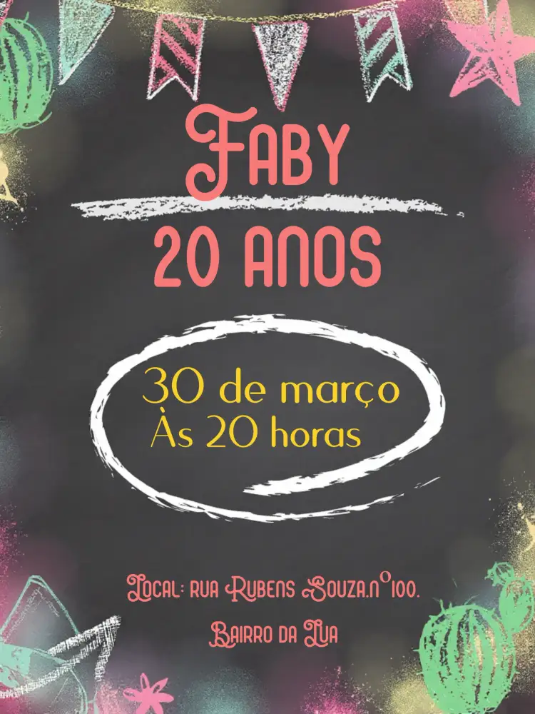 Convite Quadro Negro Giz Amarelo – tema Aniversário vintage, moderno, divertido, colorido, escolar