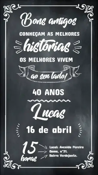 Convite Quadro Negro Giz Amigos