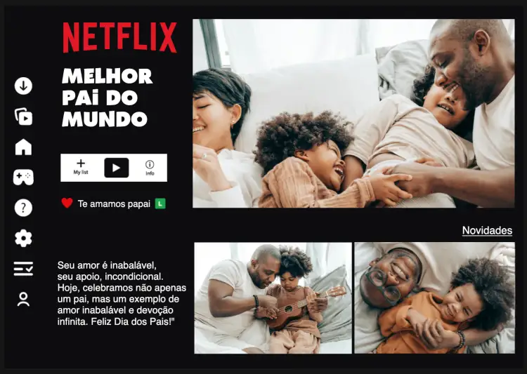 Convite Quadro Netflix Melhor Pai Família – tema Datas Comemorativas streaming, família, homenagem