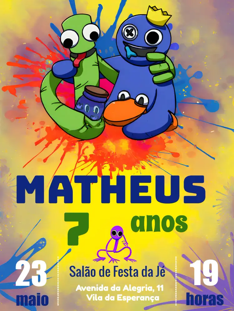 Convite Rainbow Friends Tinta