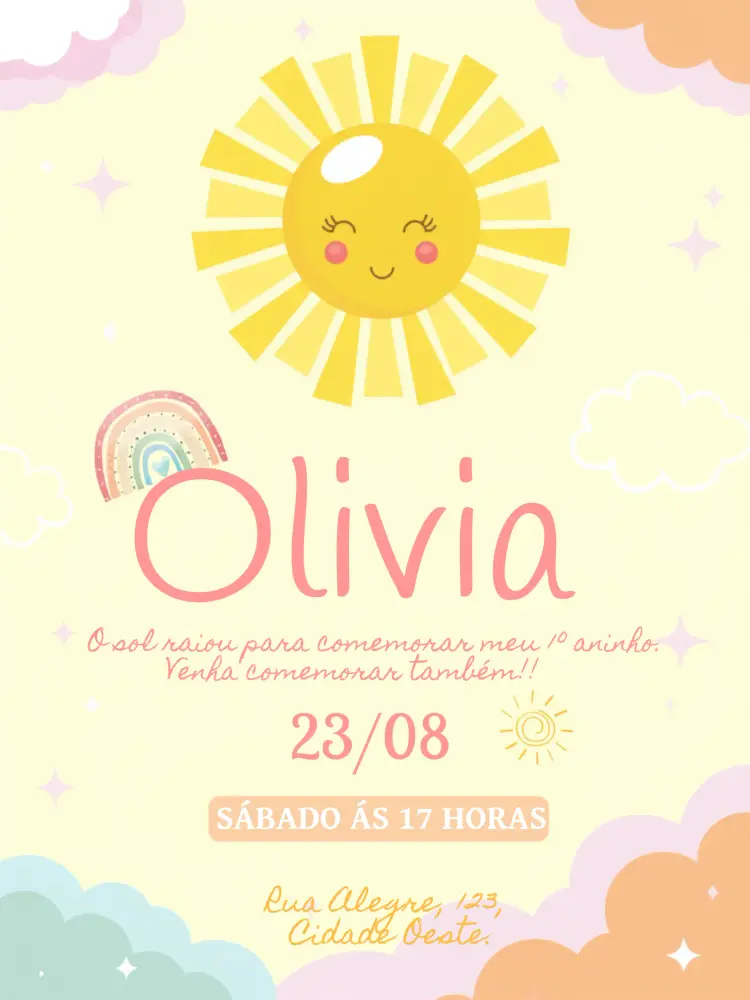Convite Raio De Sol Estrela
