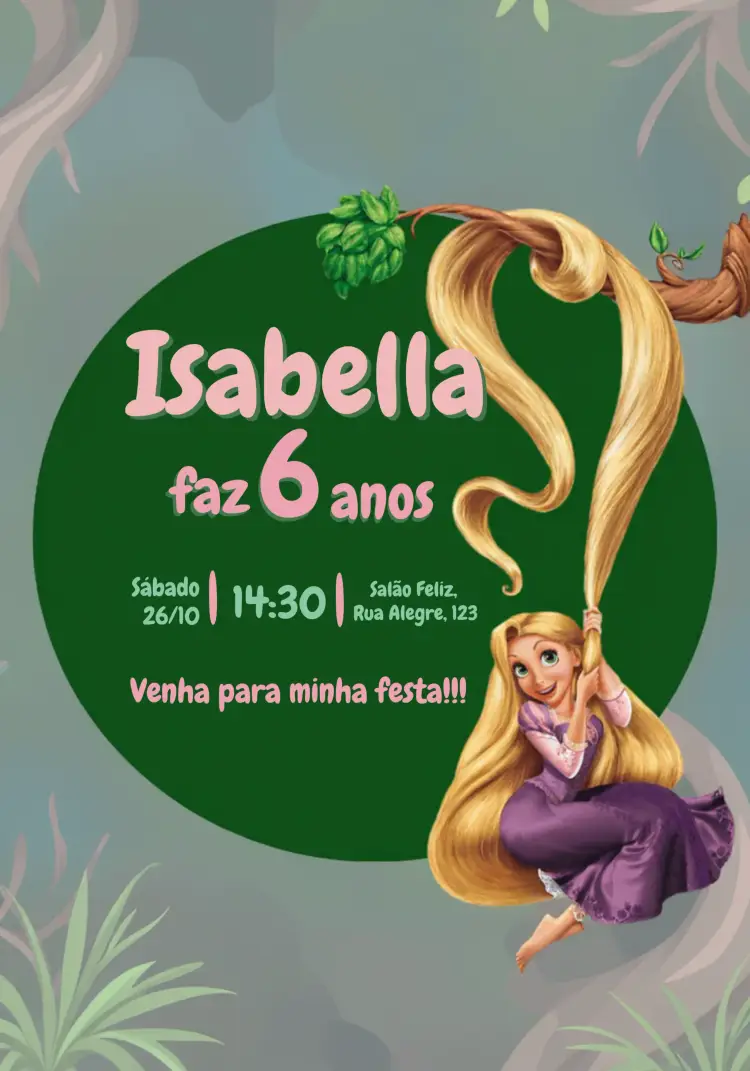 Convite Rapunzel Verde