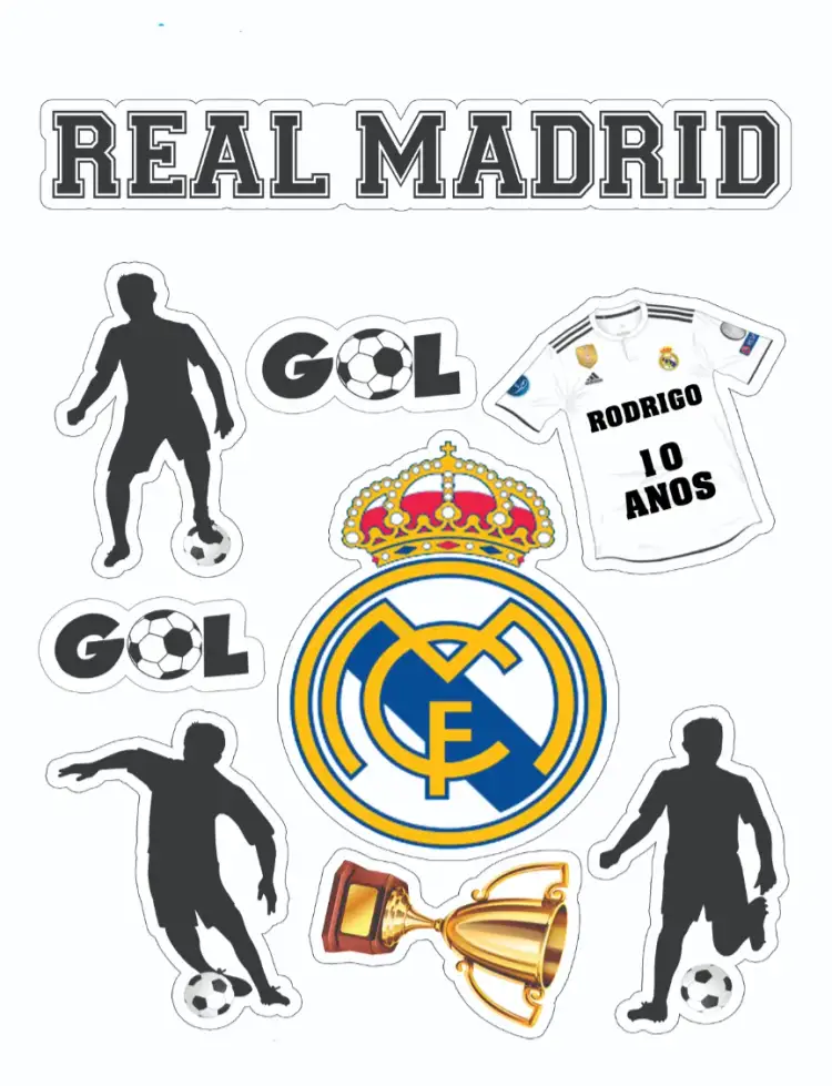 Convite Real Madrid – tema Topo de bolo futebol, moderno, vibrante, esportivo, temático