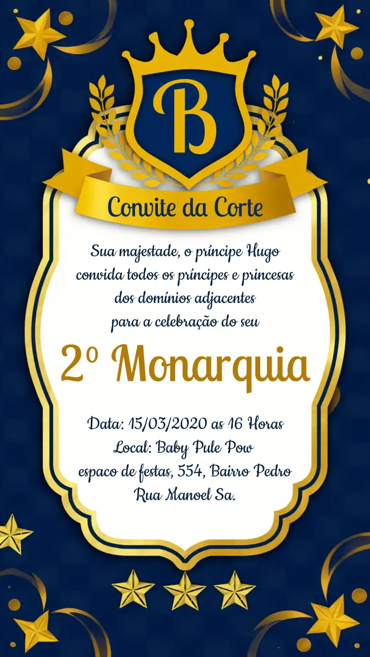 Convite Realeza Príncipe Reinado