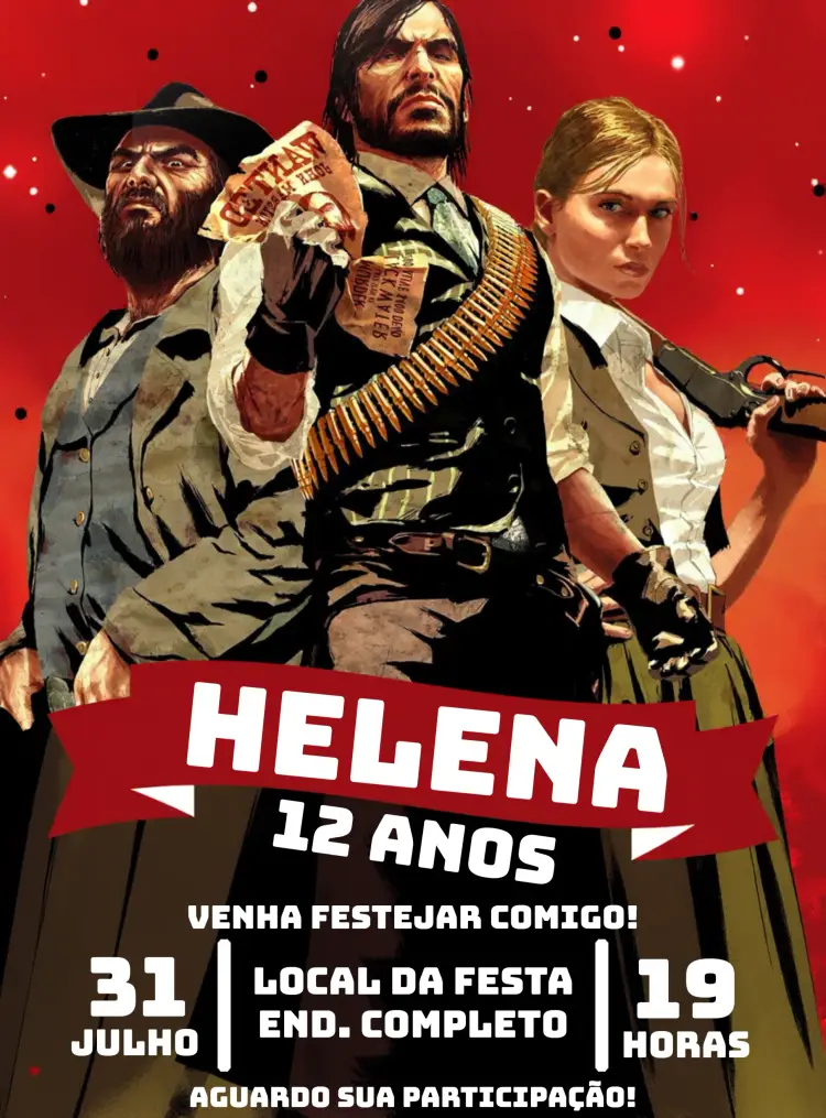 Convite Red Dead Redemption Ii Arthur