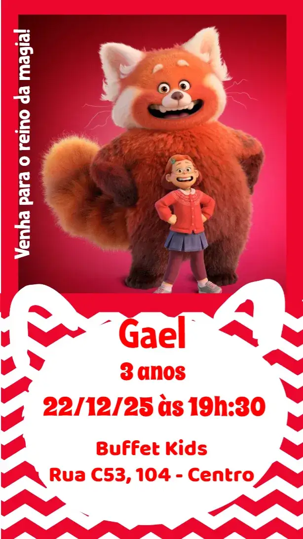 Convite Red é uma Fera – tema Aniversário Infantil vibrante, infantil, colorido, divertido, animal
