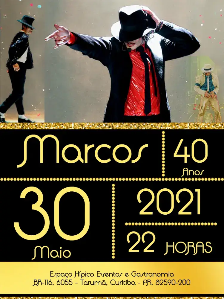 Convite Rei Do Pop Michael Jackson