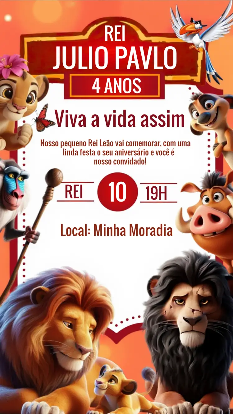 Convite Rei Leão