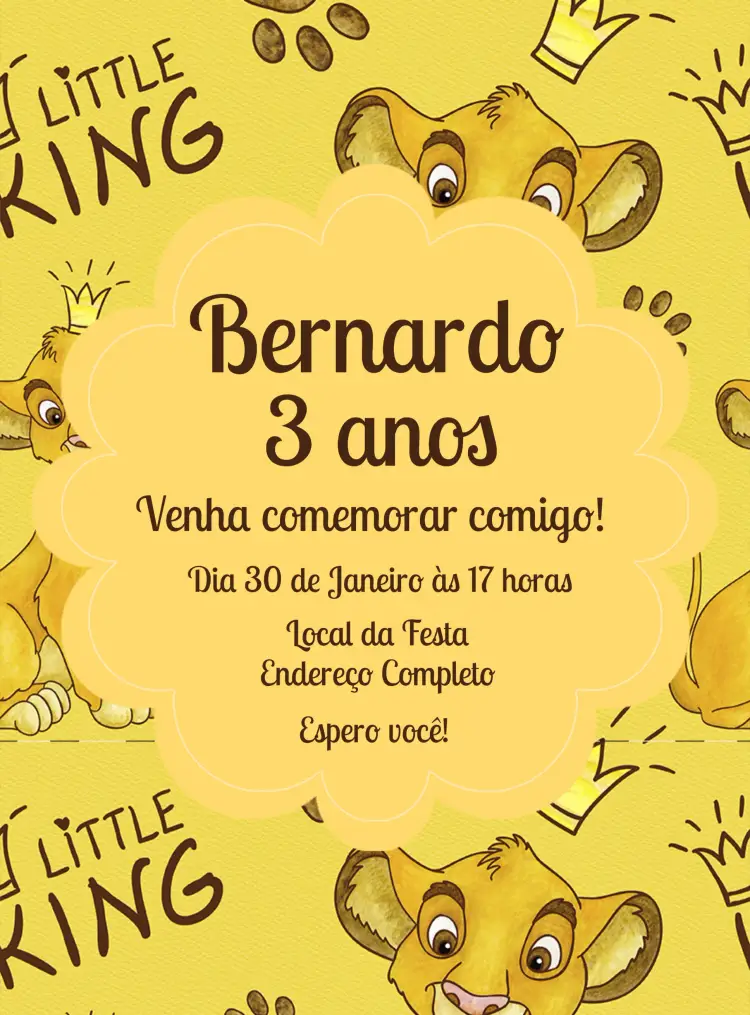 Convite Rei Leão