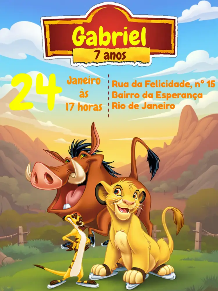 Convite Rei Leão Arvores