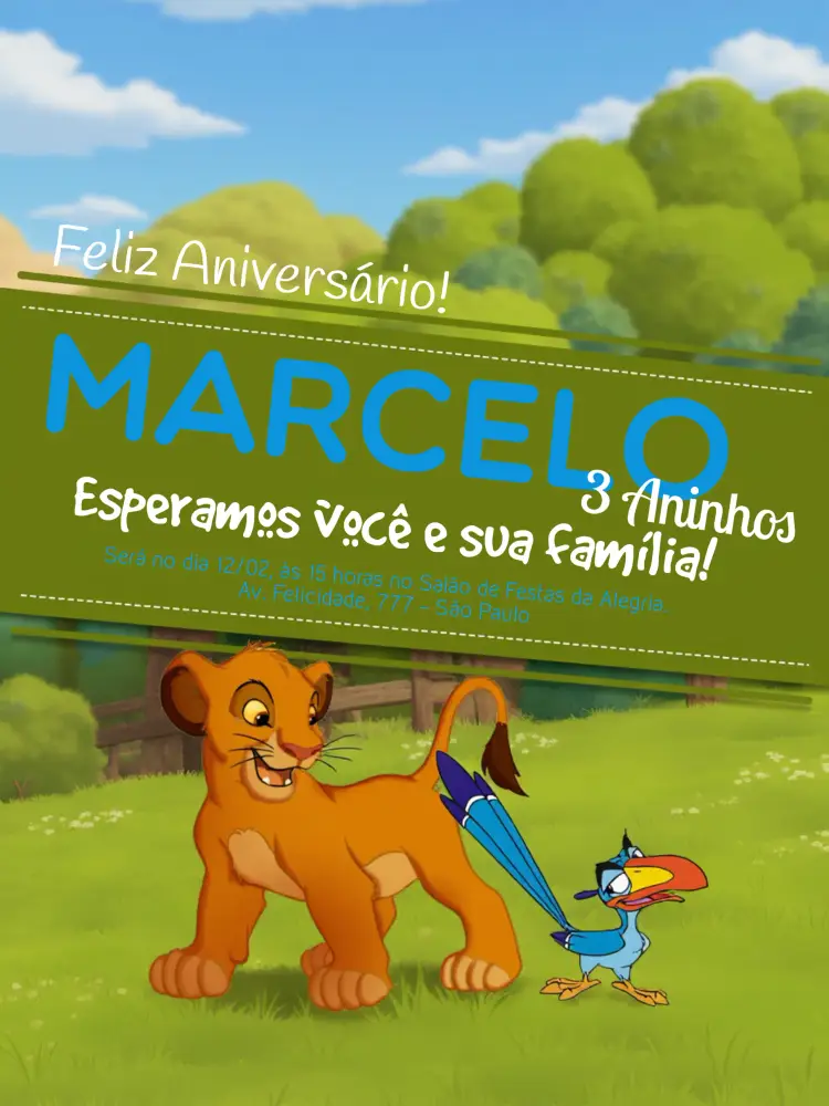 Convite Rei Leão Azul