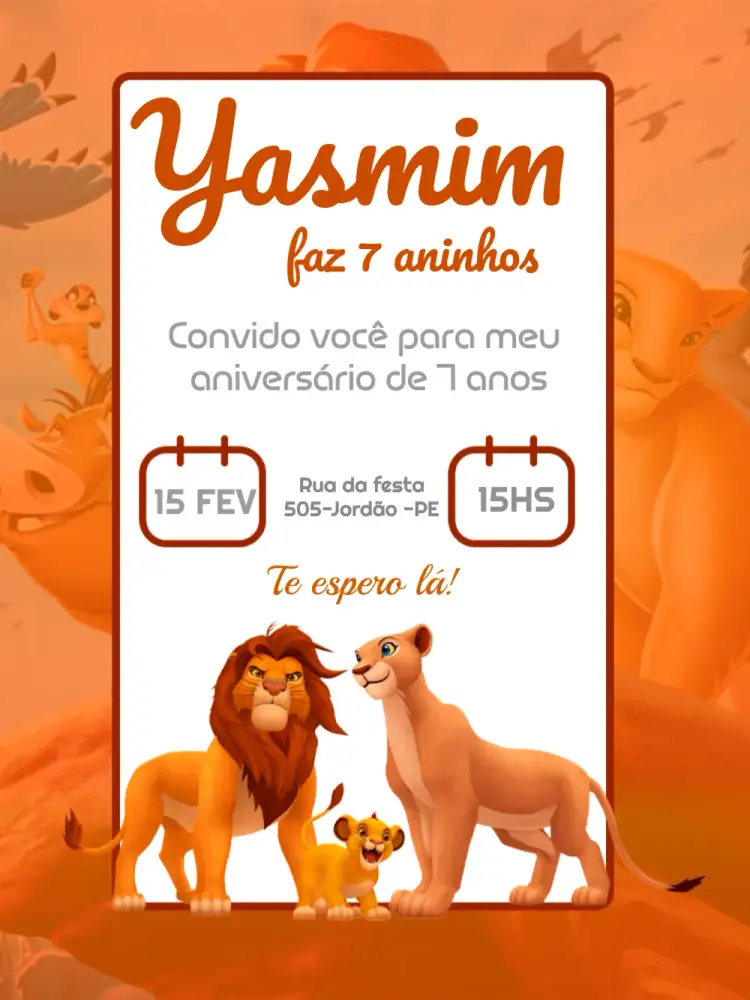 Convite Rei Leão Festa