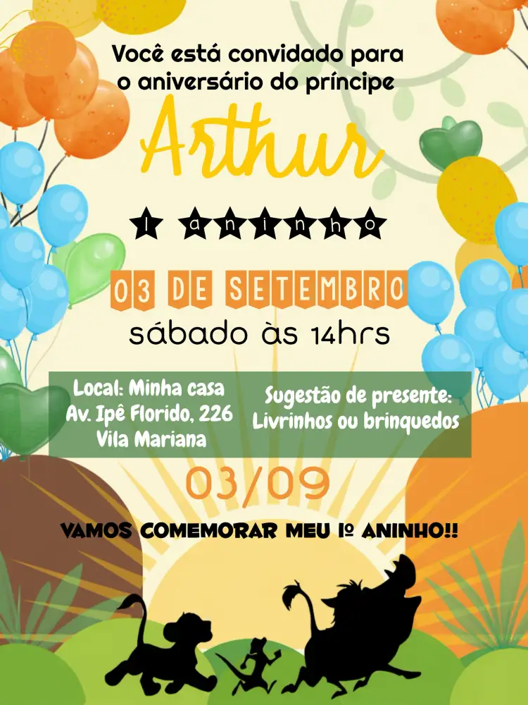 Convite Rei Leão Floresta