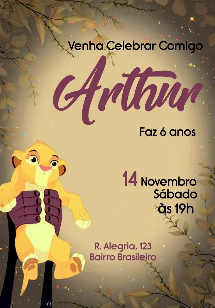 Convite Rei Leão King