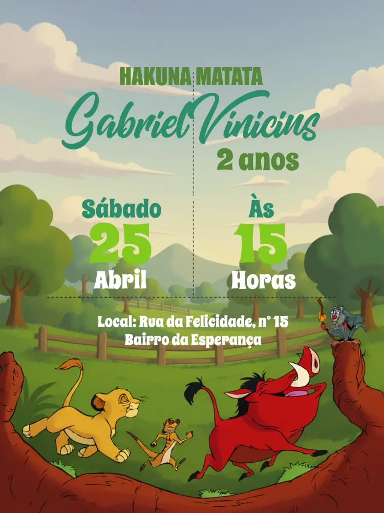 Convite Rei Leão Marrom