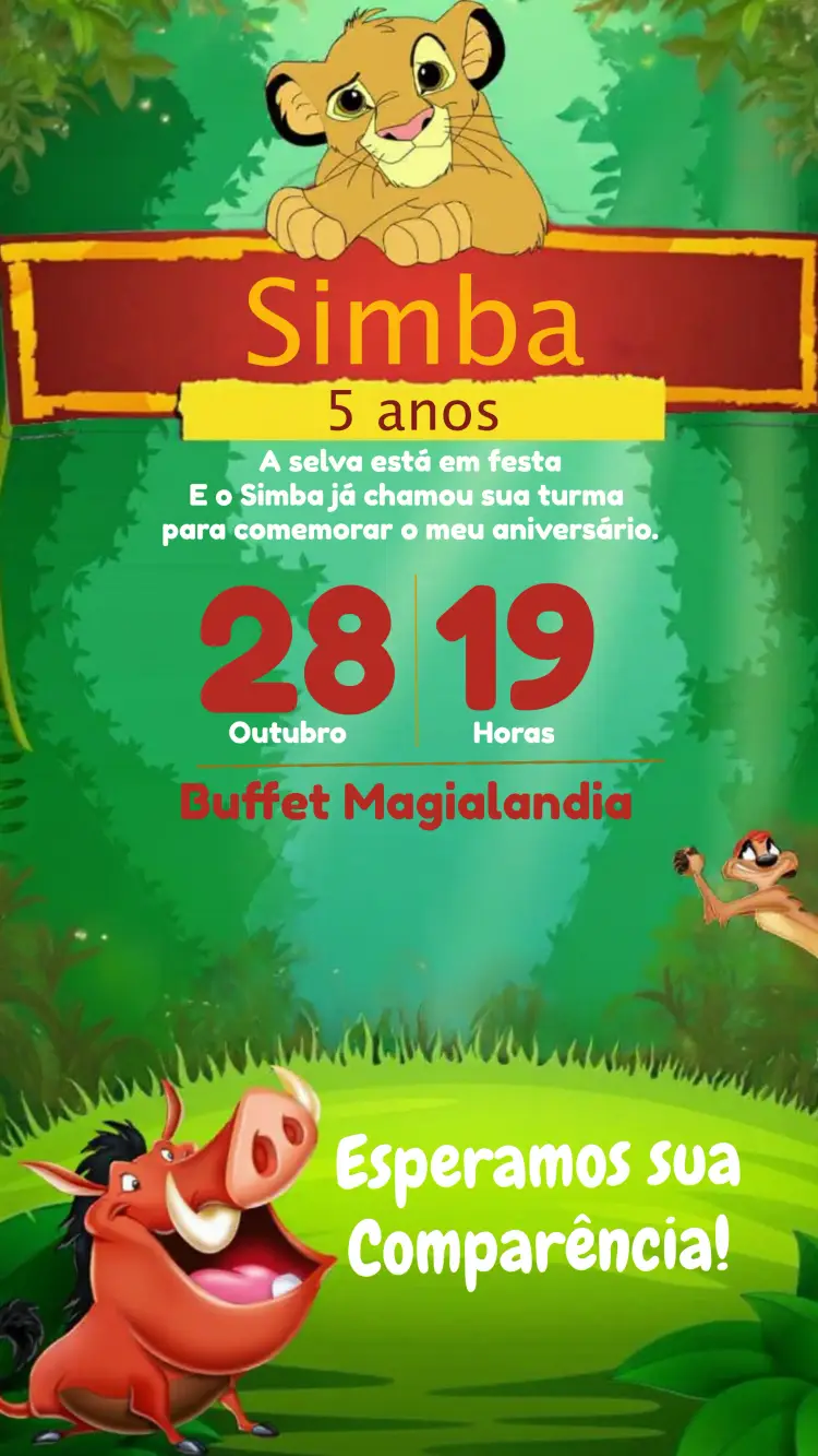 Convite Rei Leão Reileão