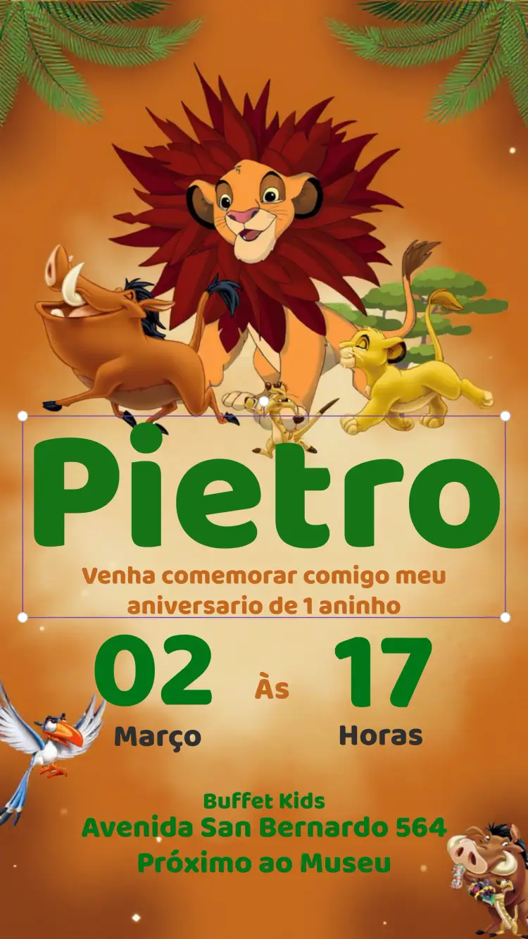 Convite Rei Leão Simba