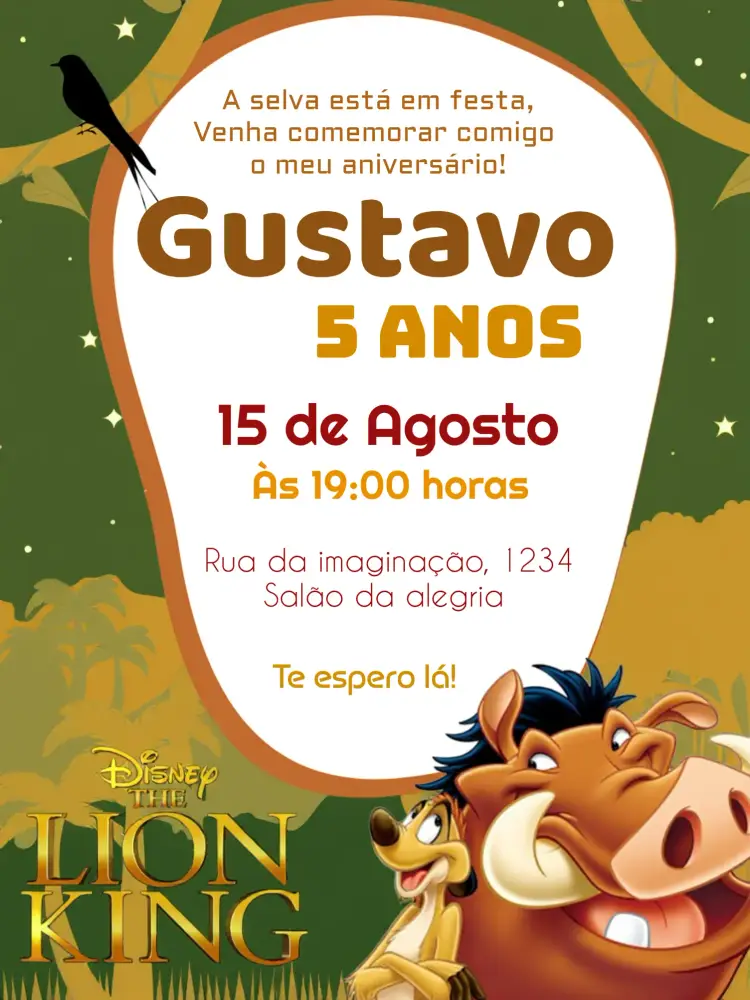 Convite Rei Leão Timão